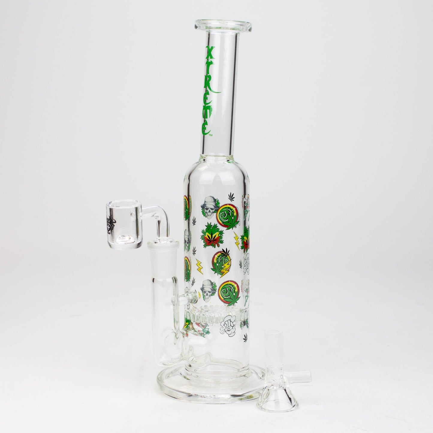 9.5" XTREME 2-in-1 glass Bong with honeycomb diffuser [XTR302]