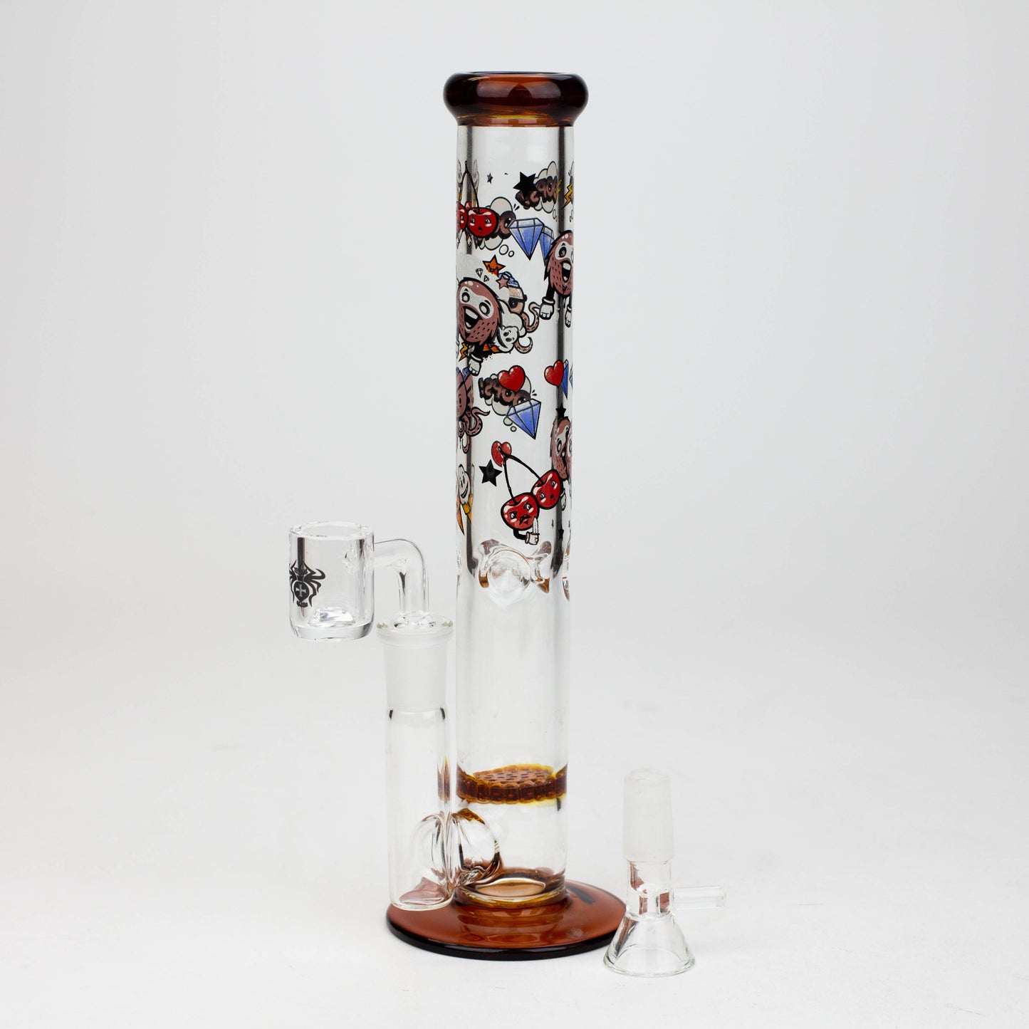 9.5" XTREME 2-1n-1 straight tube glass Bong with honeycomb diffuser [XTR300]