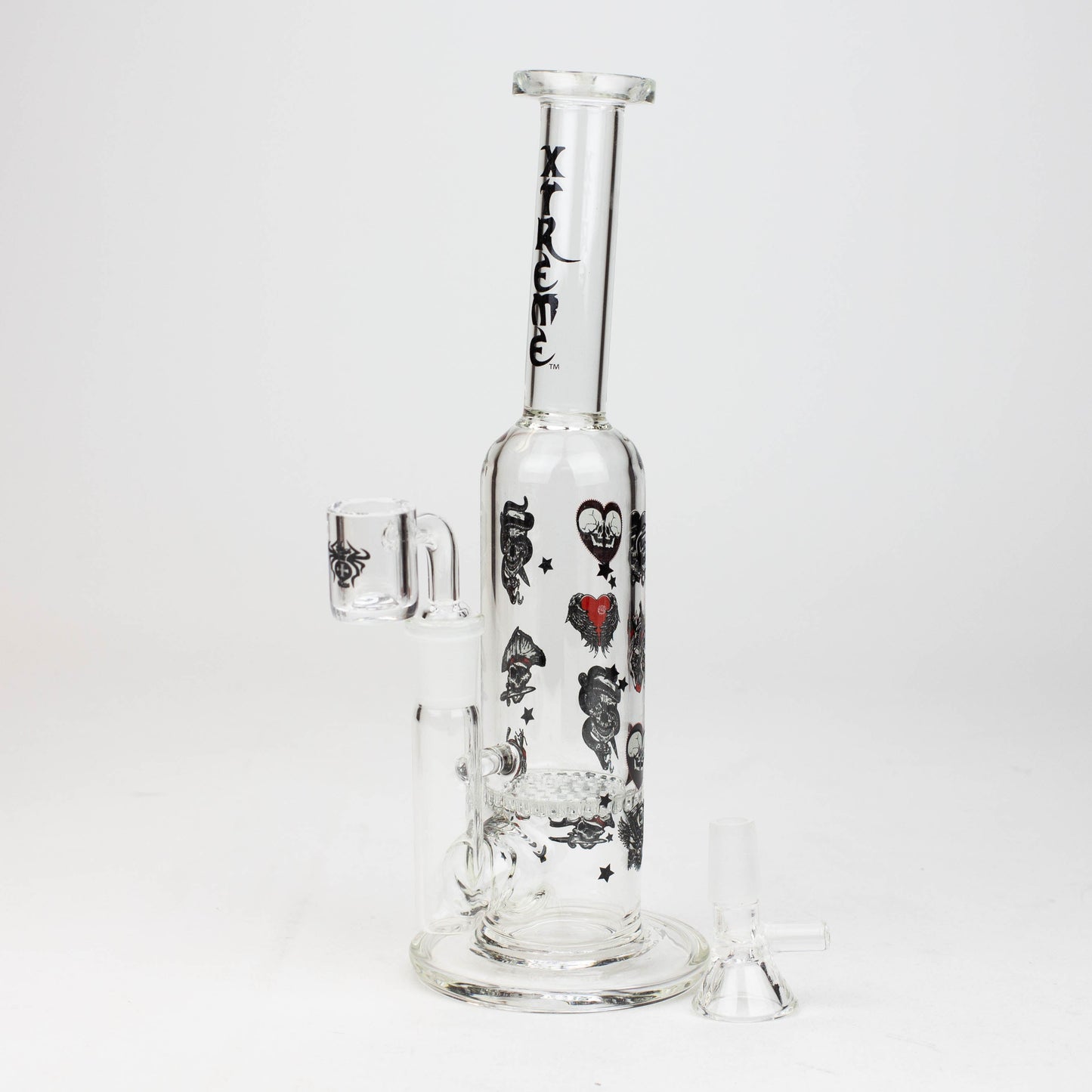 9.5" XTREME 2-in-1 glass Bong with honeycomb diffuser [XTR302]