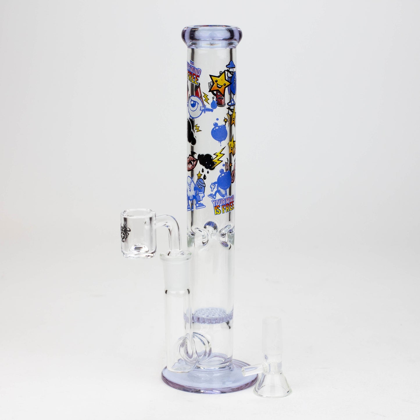 9.5" XTREME 2-1n-1 straight tube glass Bong with honeycomb diffuser [XTR300]