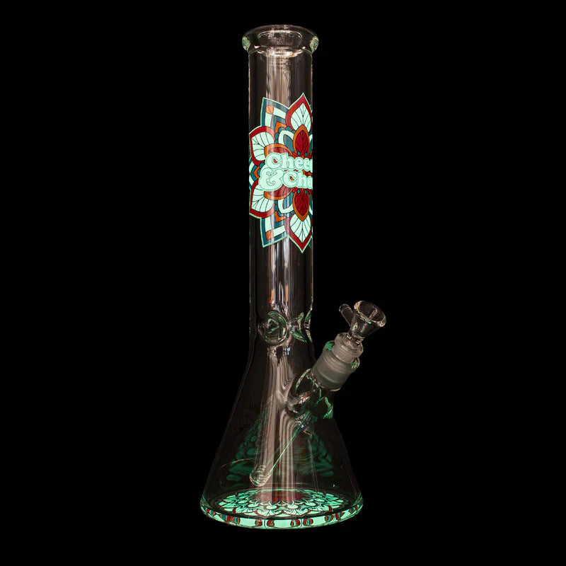 Cheech & Chong® Glass | 15" 7mm Thick Mandala Glow-in-the-Dark Water Pipe