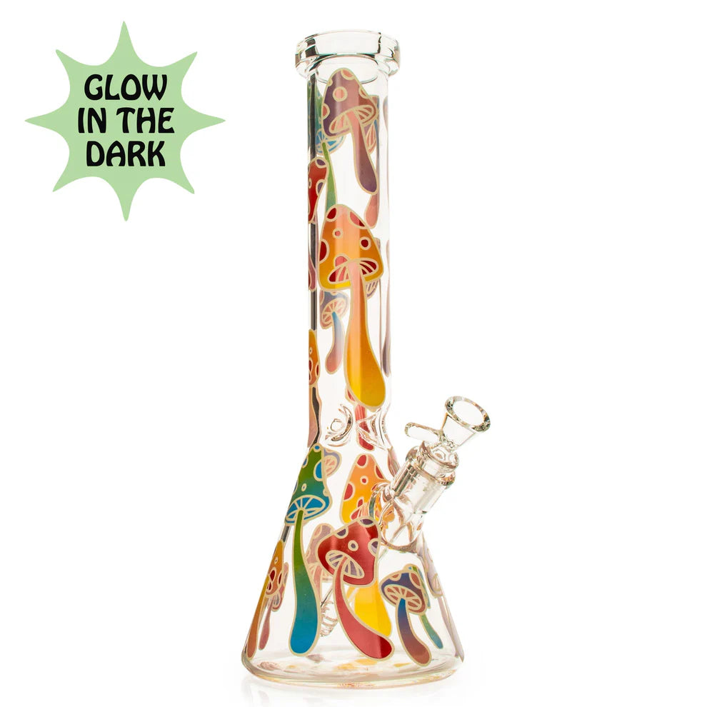 Red Eye Glass® | 15" Glow-in-the-Dark Mushroom Magic Beaker Base Water Pipe