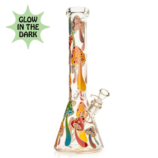 Red Eye Glass® | 15" Glow-in-the-Dark Mushroom Magic Beaker Base Water Pipe