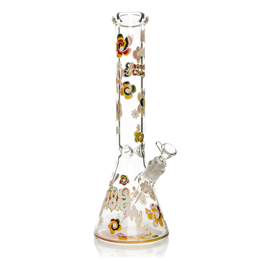 Cheech & Chong® Glass | 15" 7mm Thick Tie Dye Glow-in-the-Dark Water Pipe
