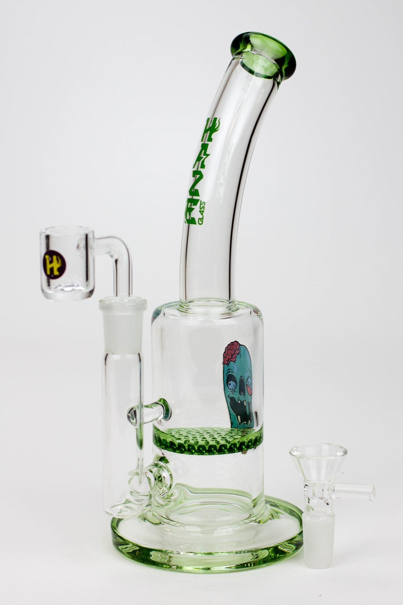 8" HAZE 2-in-1 Honeycomb diffuser Bent neck Dab Rig