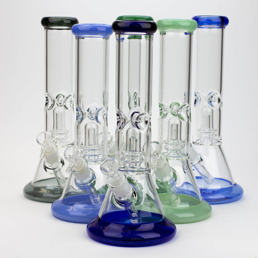 12" Color Bottom Glass Bong with shower head