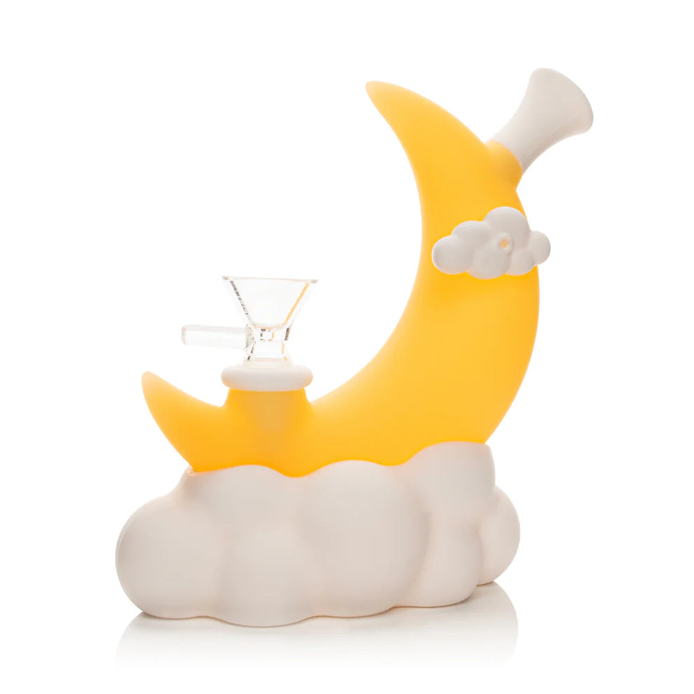 LIT® Silicone | 6.5" Glow-In-The-Dark Moon Water Pipe