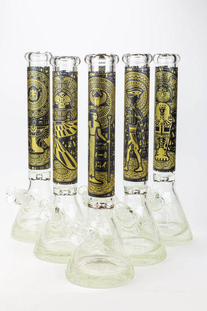 16" Egyptian Hieroglyph / 9 mm / Glow in the dark / Glass Bong  [MG22]