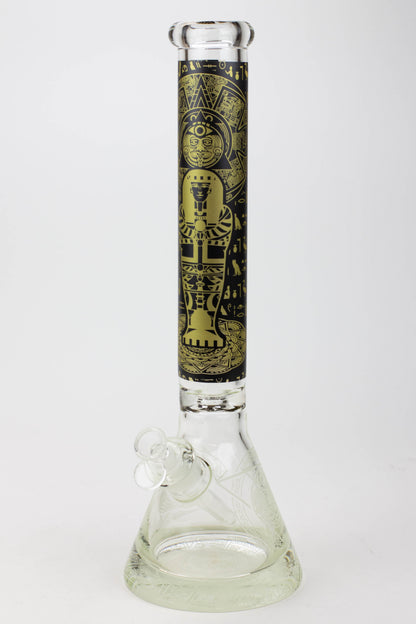 16" Egyptian Hieroglyph / 9 mm / Glow in the dark / Glass Bong  [MG22]