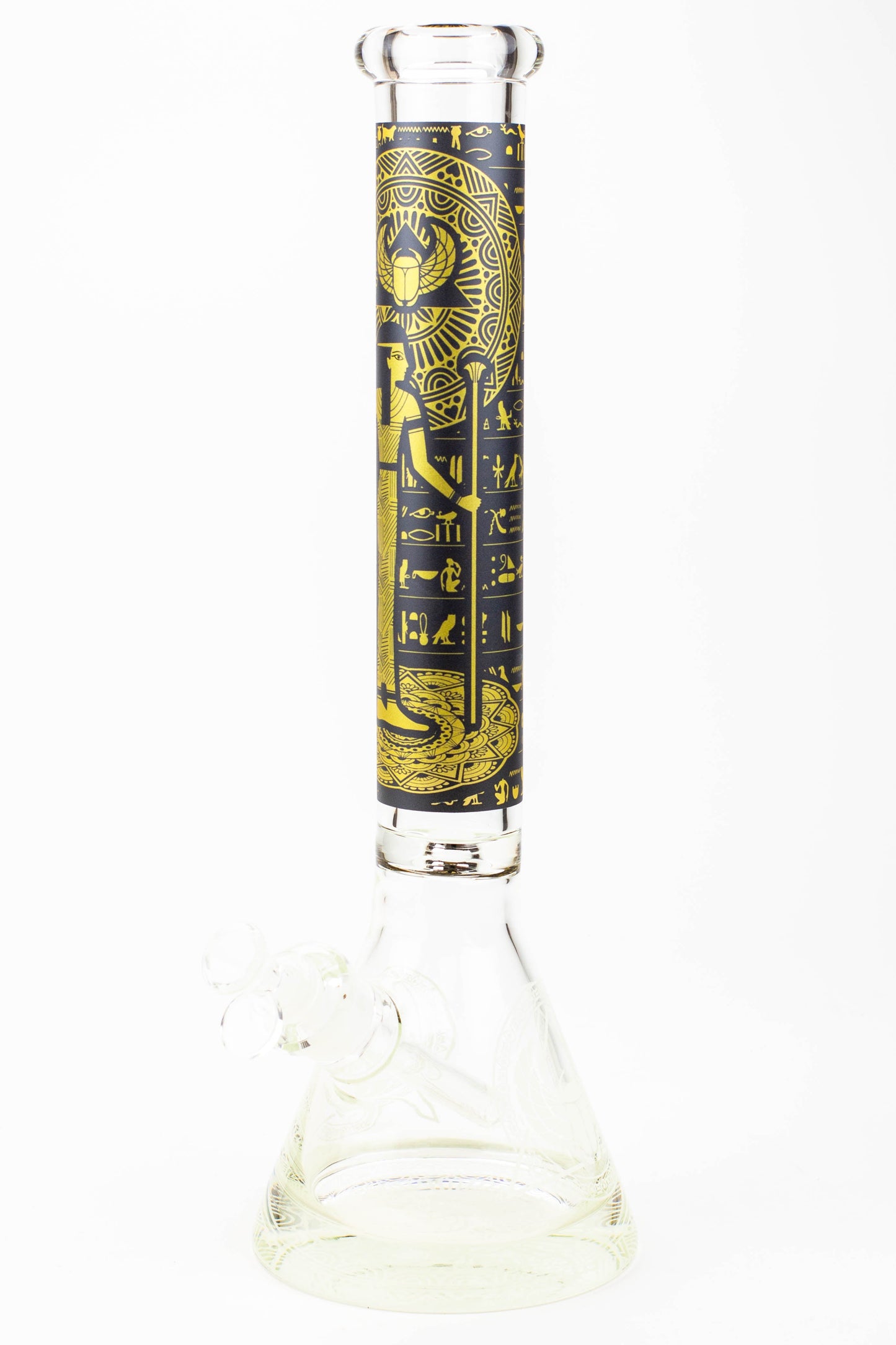 16" Egyptian Hieroglyph / 9 mm / Glow in the dark / Glass Bong  [MG22]