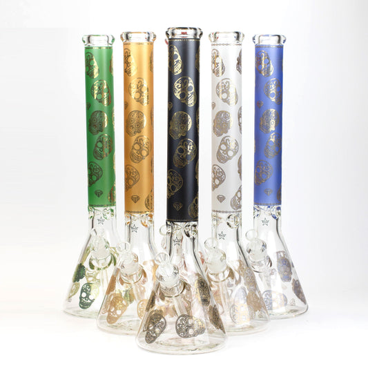 20" Skull Patterned 9 mm glass water bong