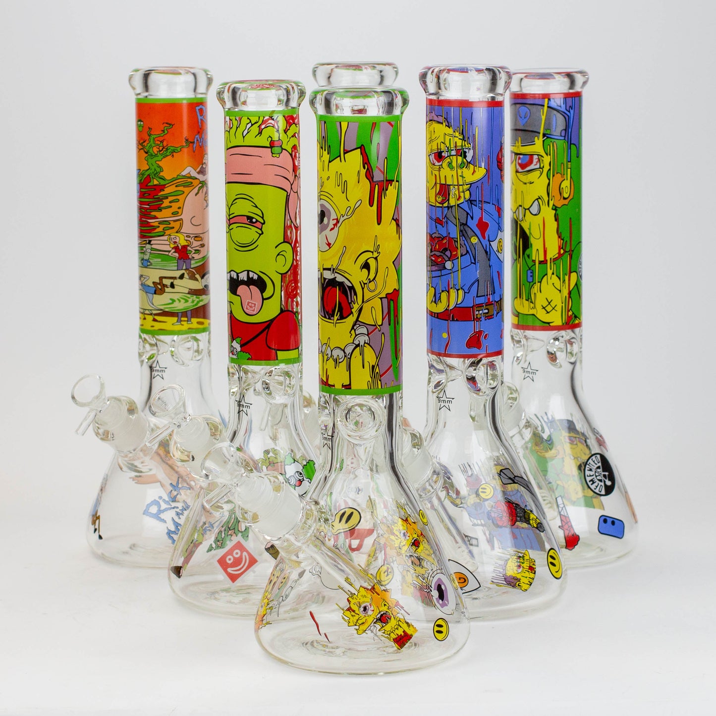 13.5" RM cartoon 9 mm glass beaker water bong