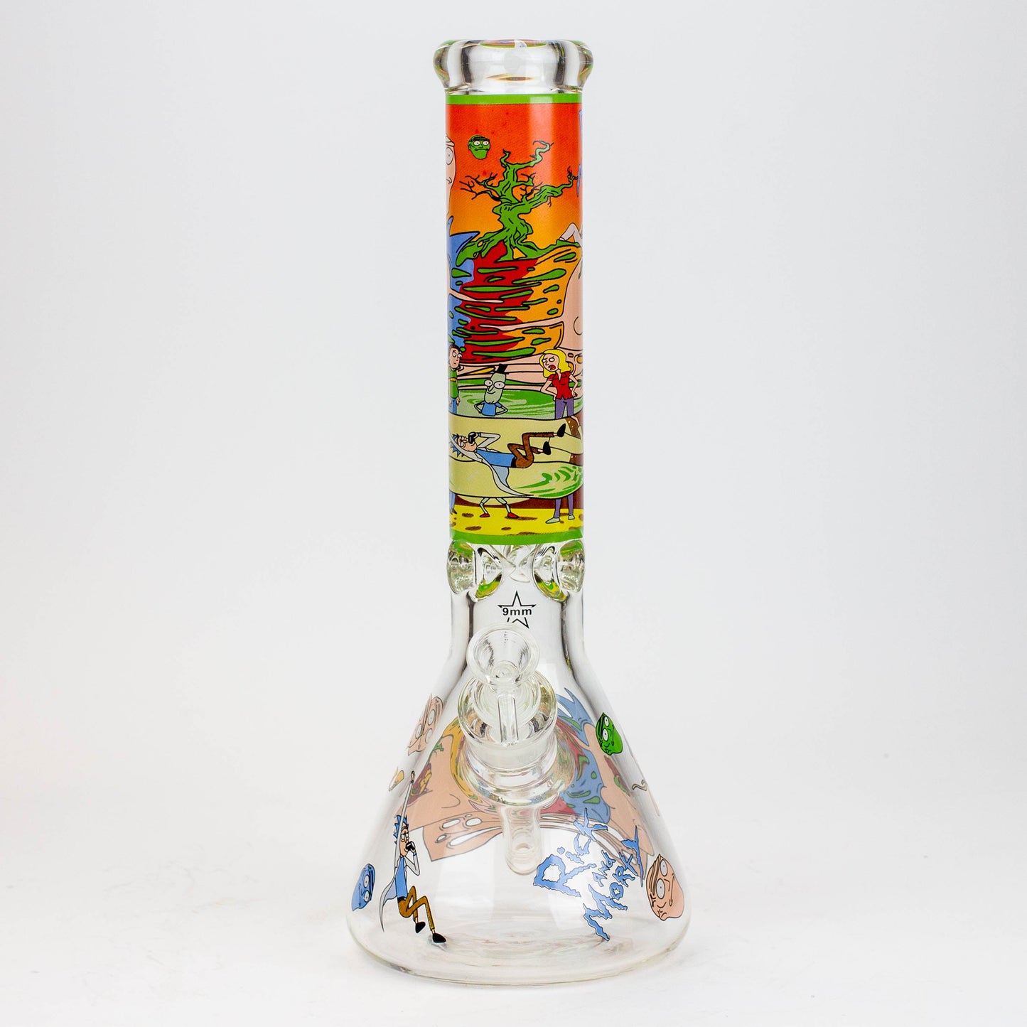 13.5" RM cartoon 9 mm glass beaker water bong