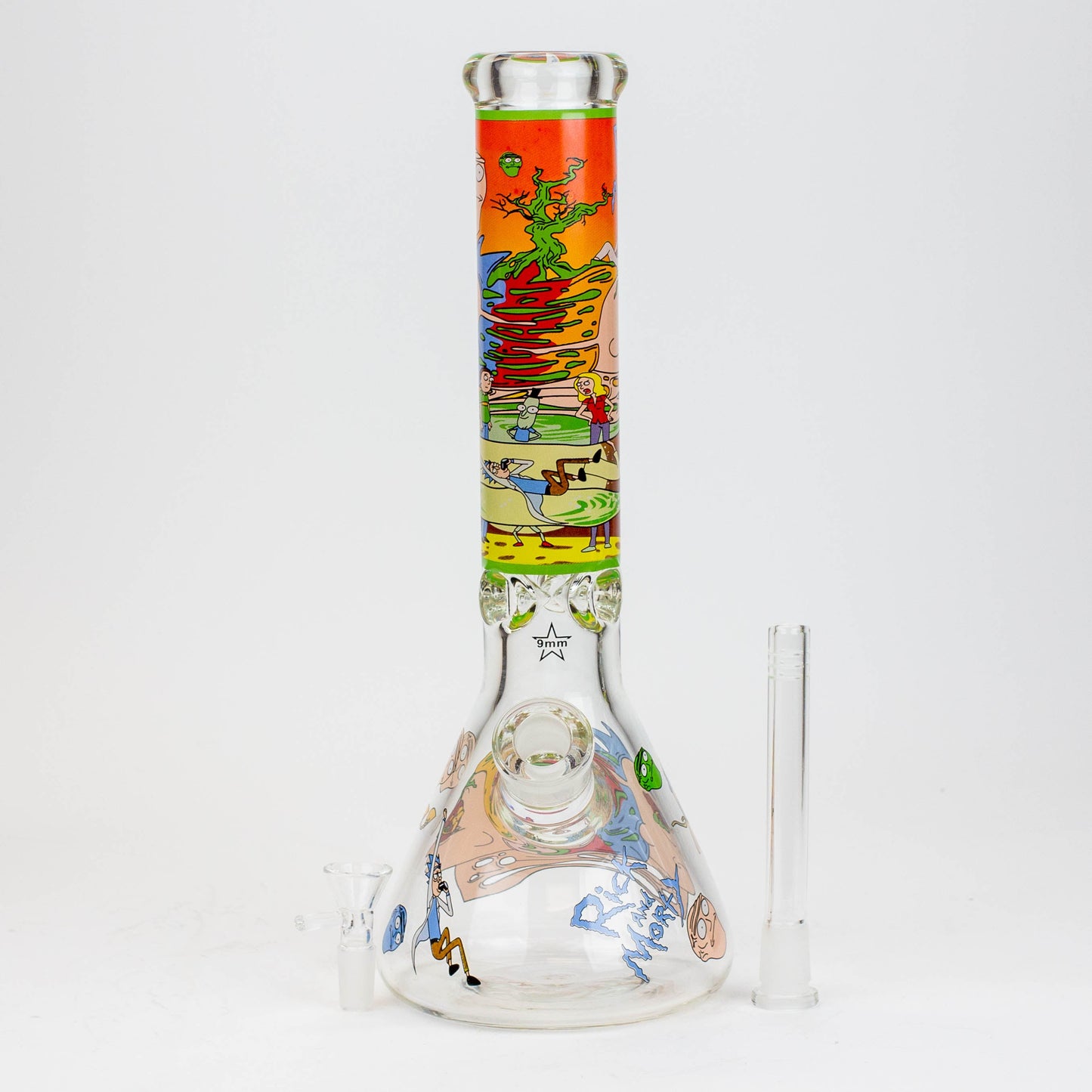 13.5" RM cartoon 9 mm glass beaker water bong