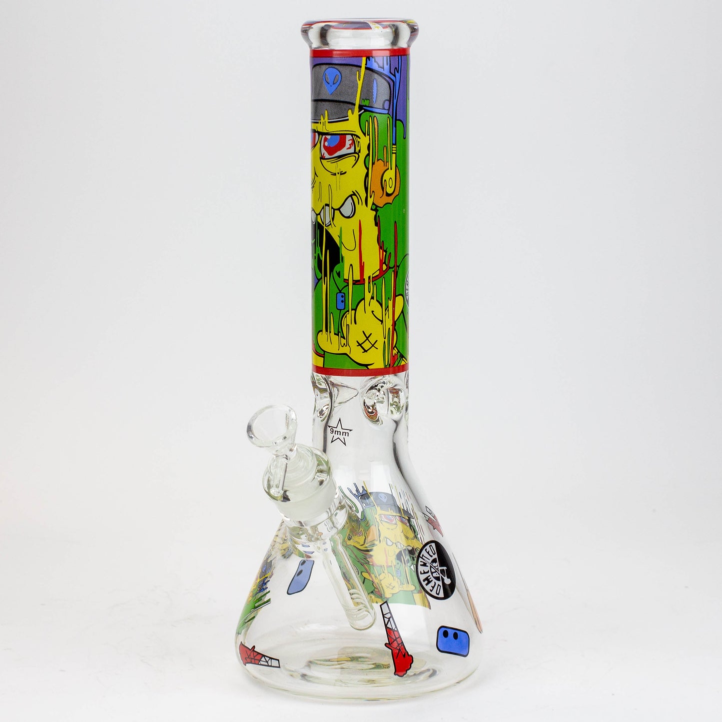 13.5" RM cartoon 9 mm glass beaker water bong