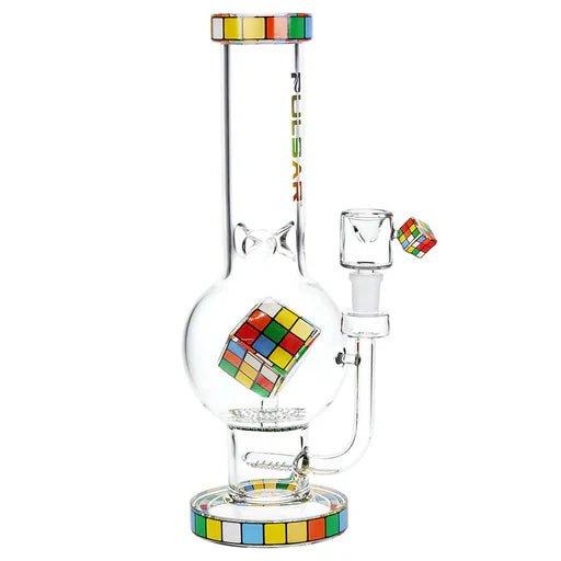 Pulsar® | 13" Rubik’s Cube Double Perc Glass Bong