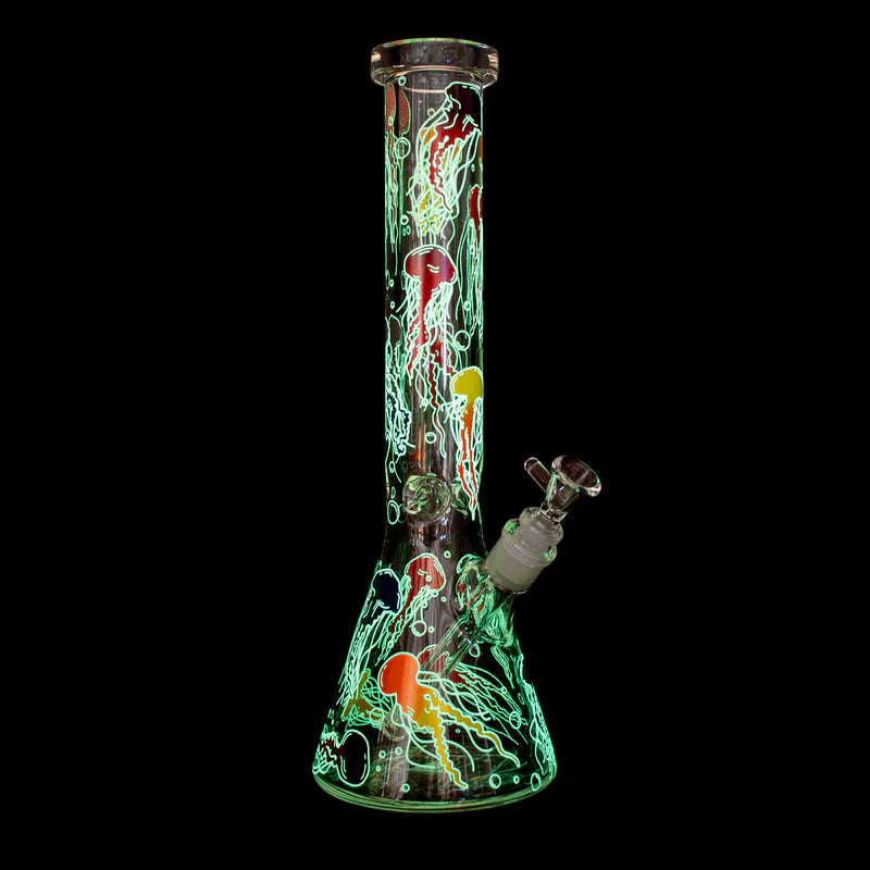 Red Eye Glass® | 15" 7mm Glow in the Dark Jellyfish Water Pipe