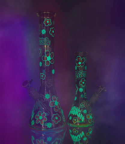 Cheech & Chong® Glass | 10" Tie Dye Glow-in-the-Dark Water Pipe