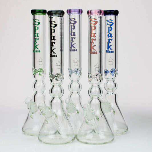 17.5" Spark 9 mm curbed tube glass water bong_0