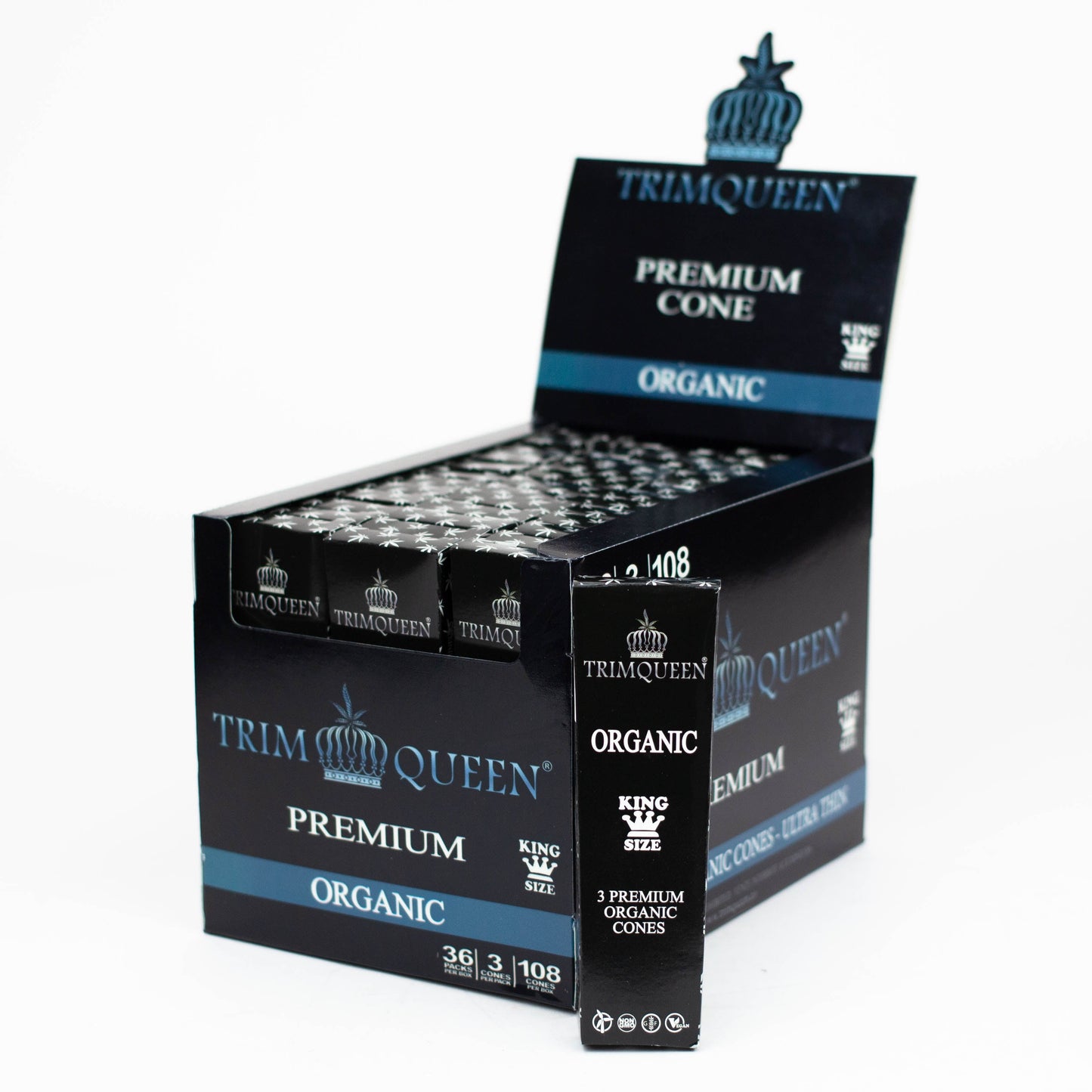 Trim Queen®️ Premium Pre Rolled Cones. Organic King Size. Display Case of 36_0