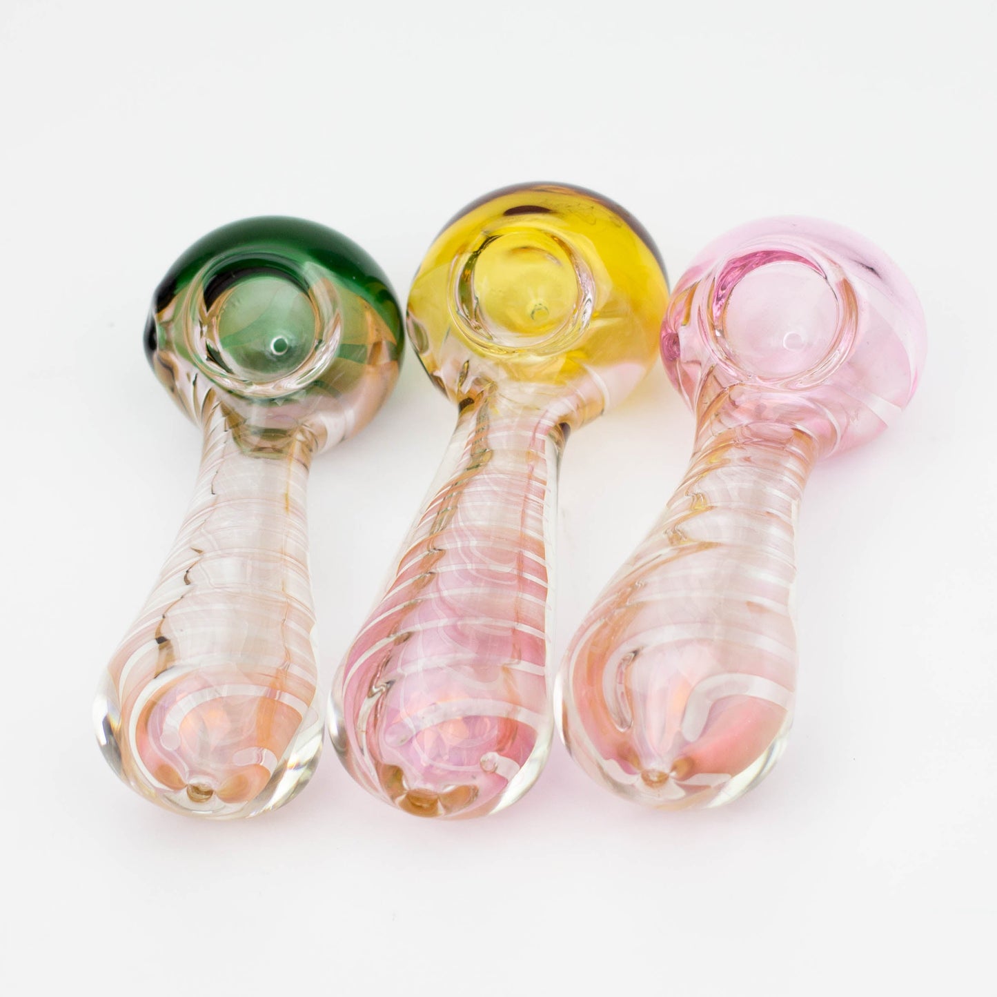 5" Gold fumed twisted glass hand pipe_0