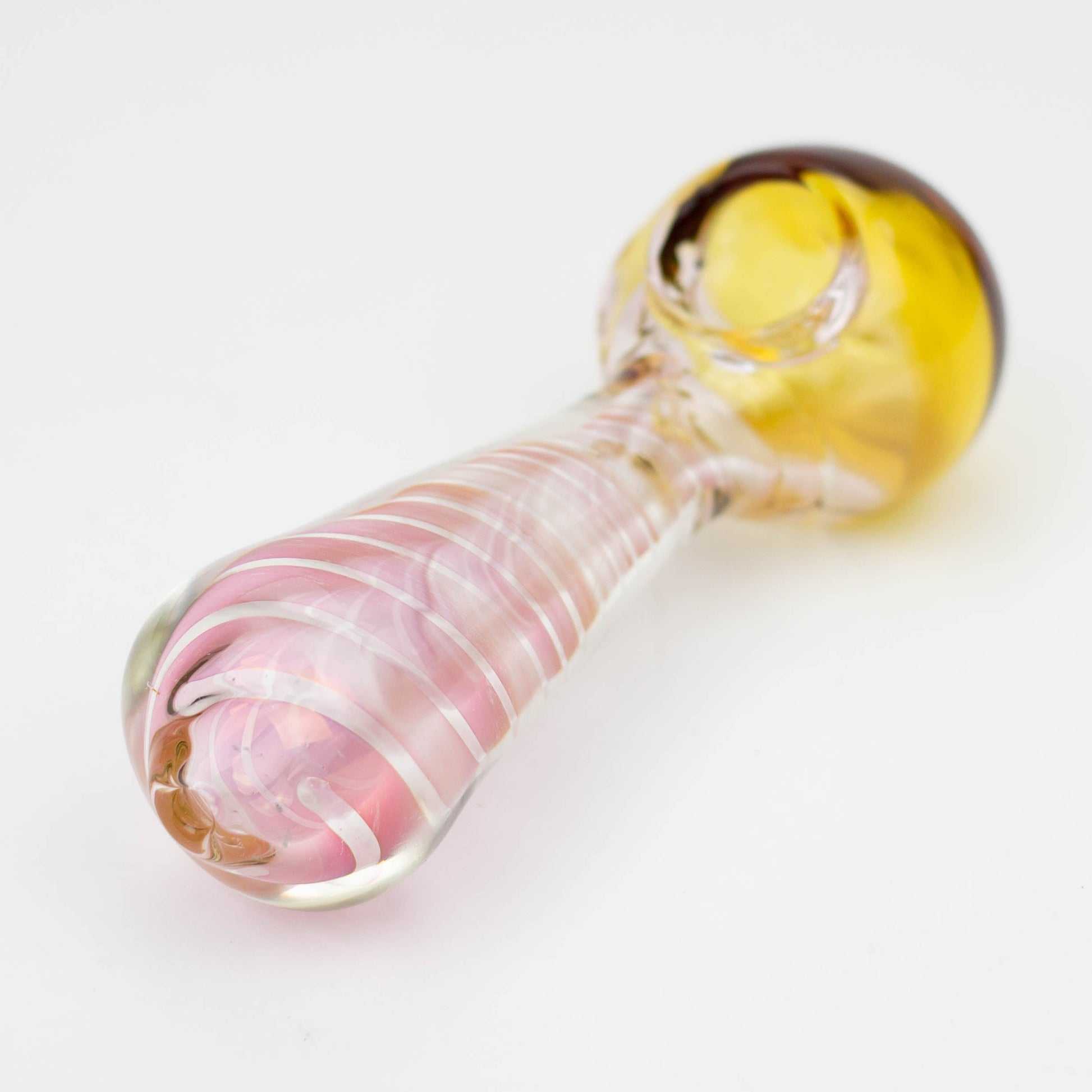 5" Gold fumed twisted glass hand pipe_6