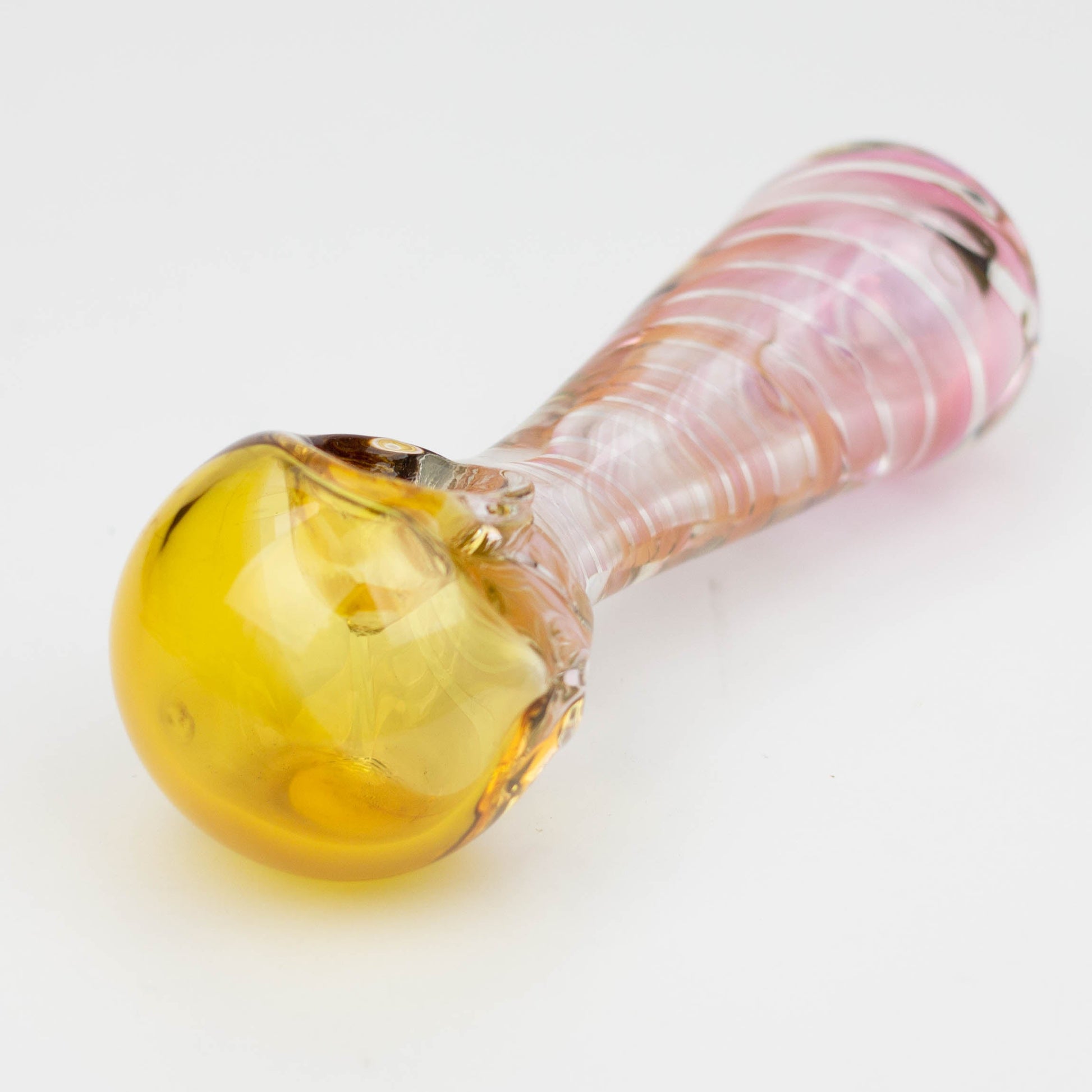 5" Gold fumed twisted glass hand pipe_7