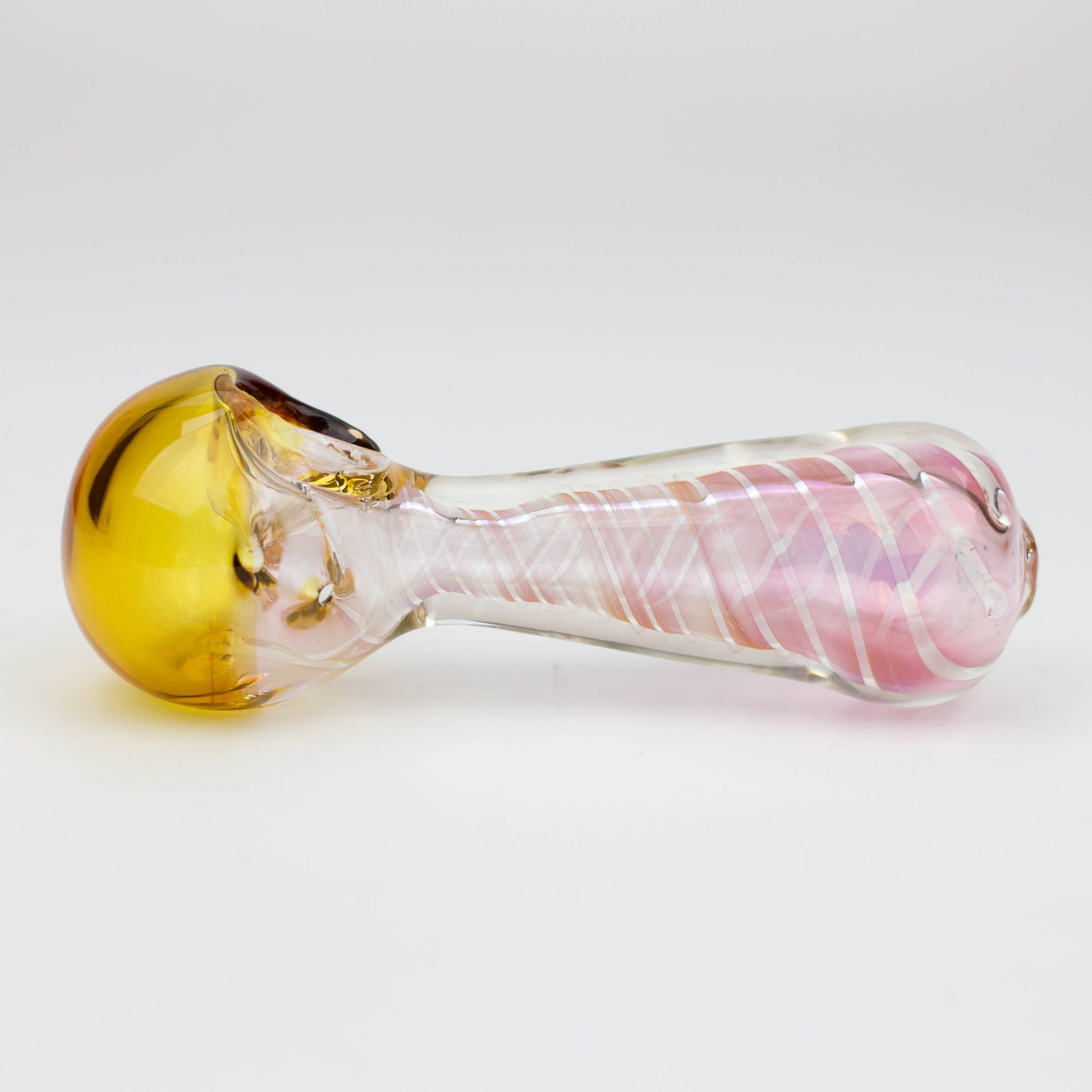 5" Gold fumed twisted glass hand pipe_3