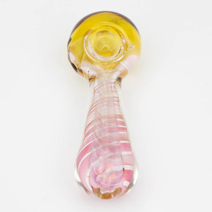 5" Gold fumed twisted glass hand pipe_2