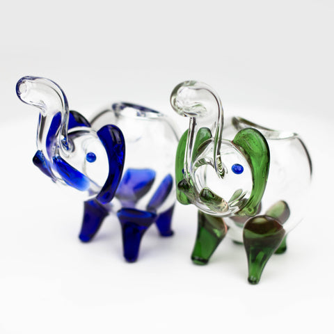 5" Standing elephant clear glass hand pipe_0