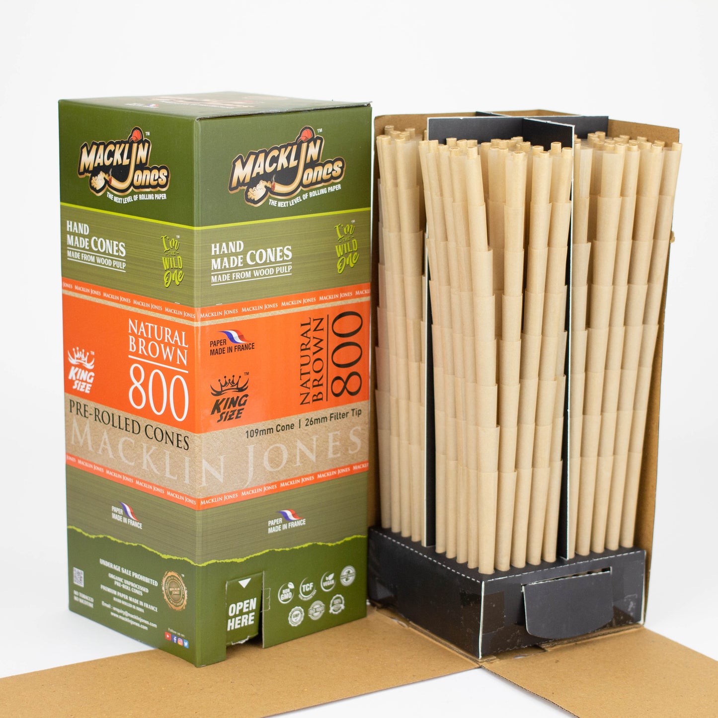 Macklin Jones - Natural Brown King Size Pre-Rolled cones Tower 800_2