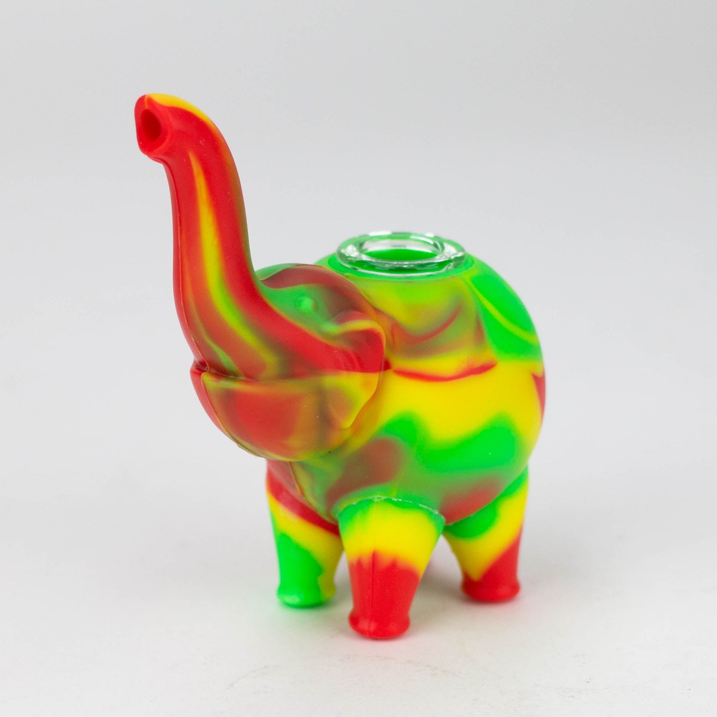 4.5" elephant Silicone hand pipe with glass bowl-Assorted_1