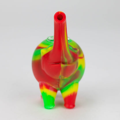 4.5" elephant Silicone hand pipe with glass bowl-Assorted_3
