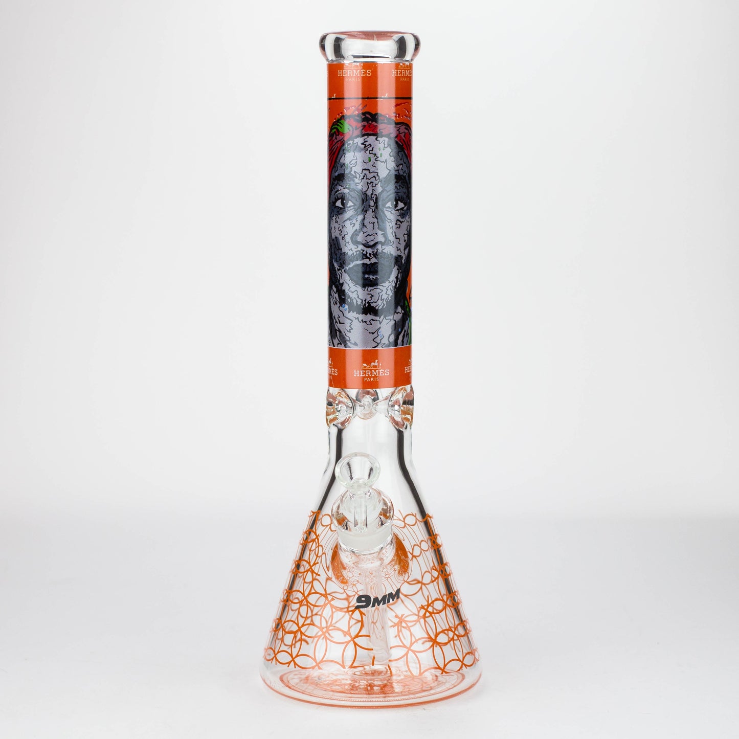 15.5"  9 mm Graphic glass water bong [GB-T-2117]_15