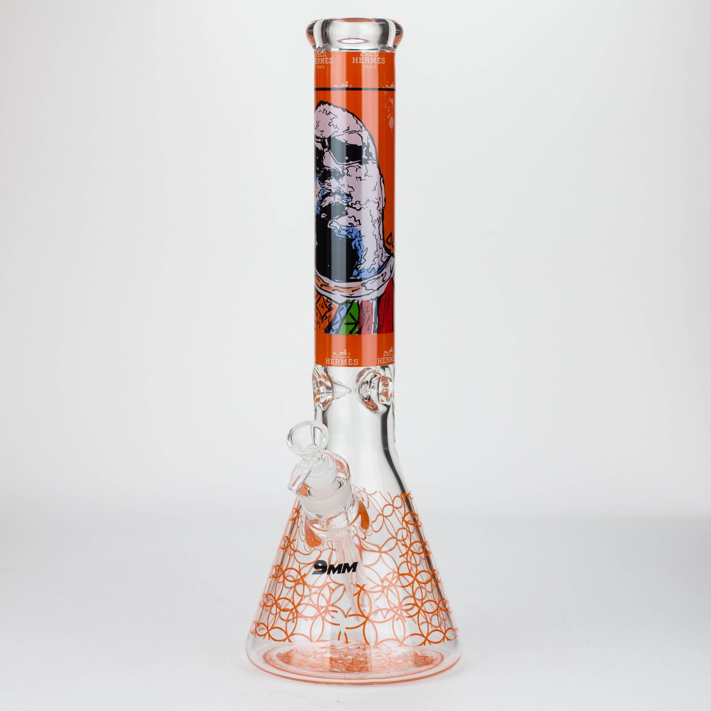 15.5"  9 mm Graphic glass water bong [GB-T-2117]_12