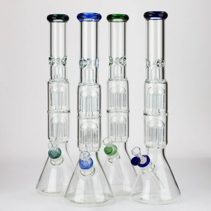19" Dual 8 arms perc, with splash guard 7mm glass water bong [G11135]_0