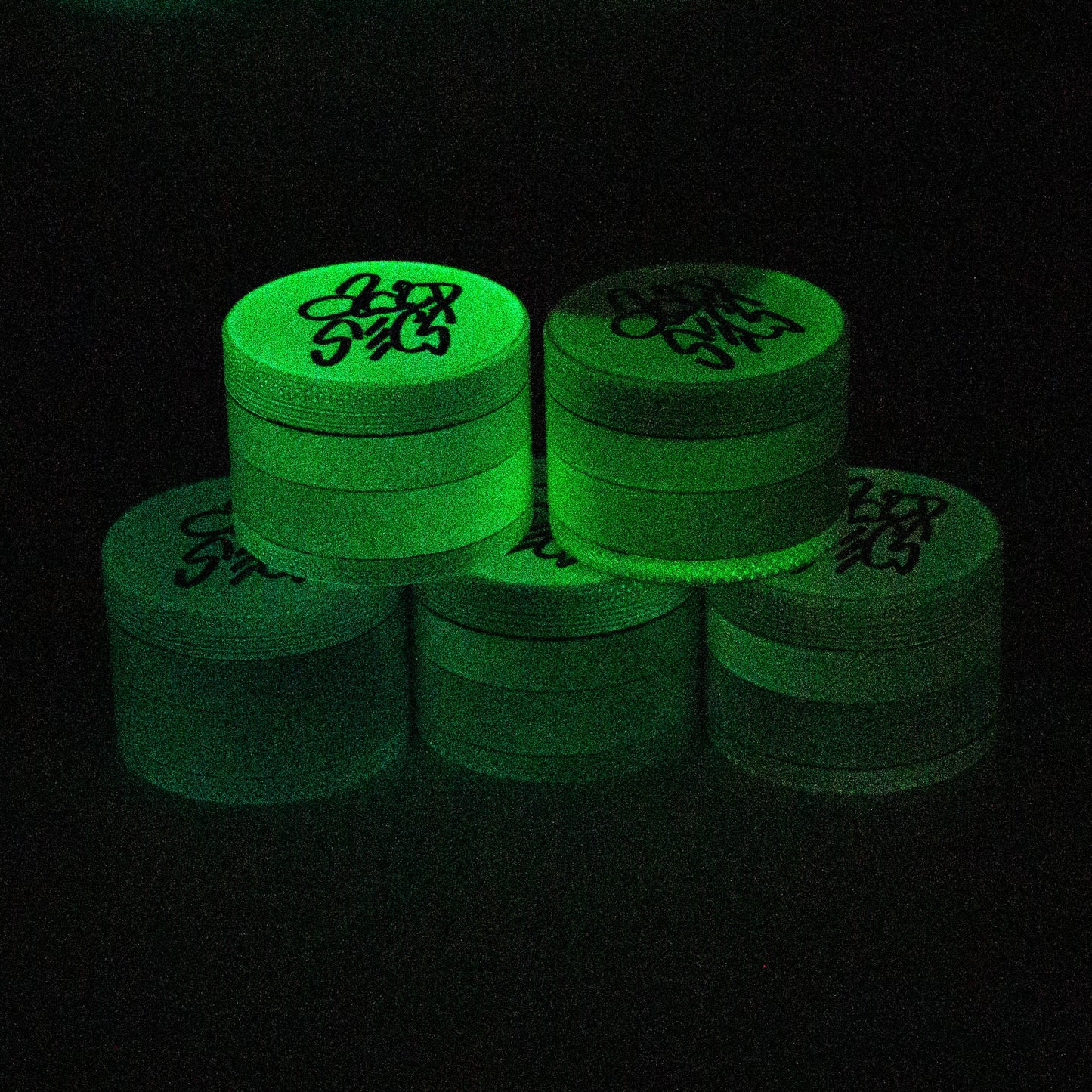 Acid Secs 4 parts 50mm Glow-in-the-Dark metal herb grinder_3