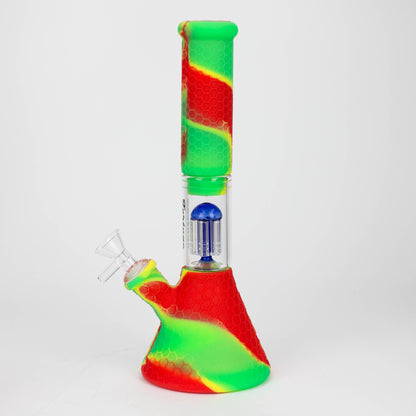 11" Silicone with glass percolator bong - Assorted[SP1060]_2