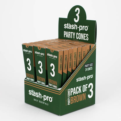 Stash-Pro | Unbleached (Brown)  Party Pack 3 Cones box of 24_2