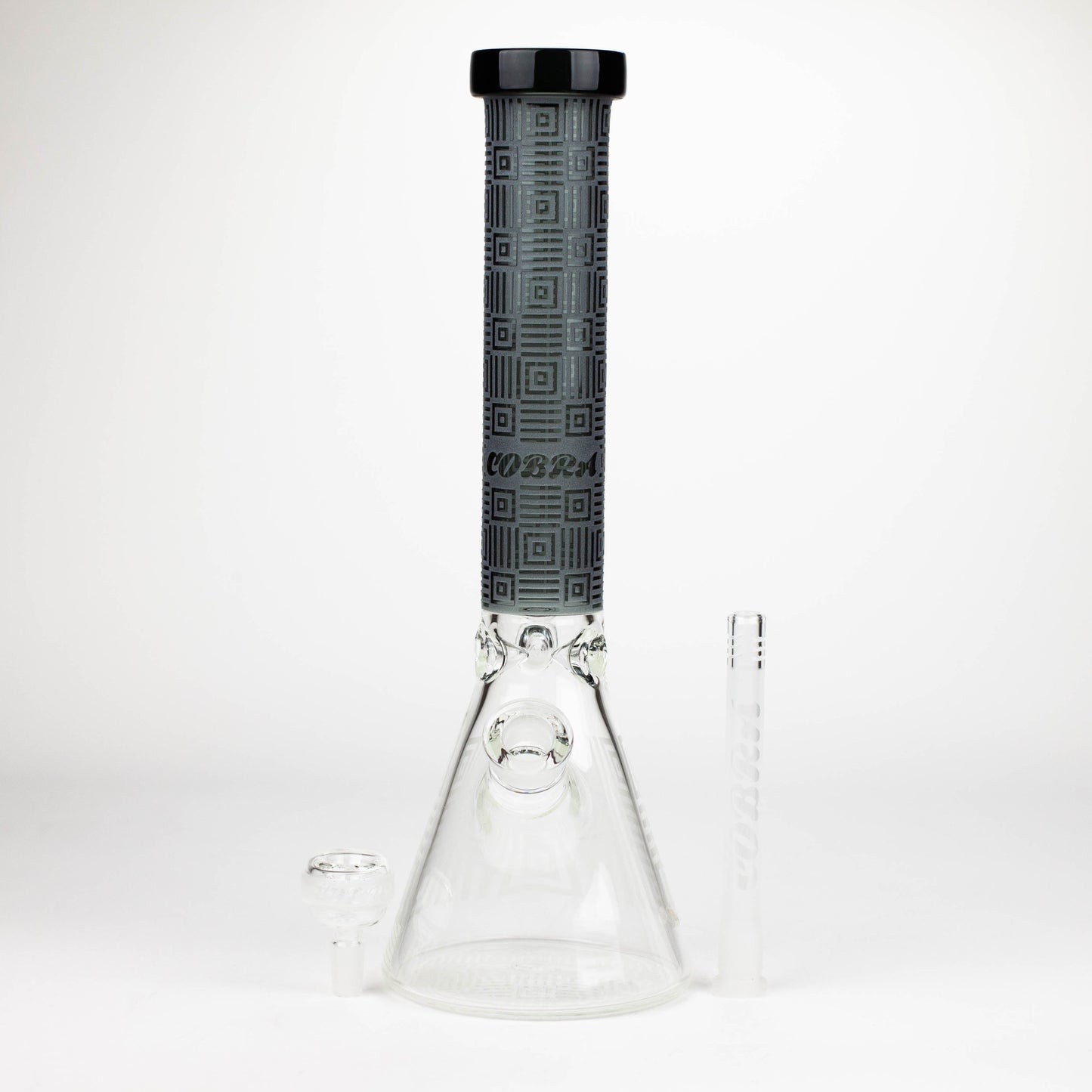 COBRA | 14" sandblasted geometric graphic 7 mm glass bong [YK06]_5