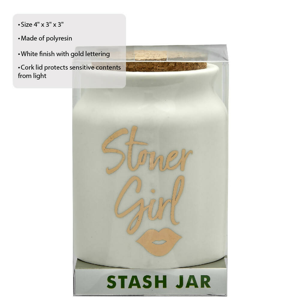 STONER GIRL STASH JAR - WHITE WITH GOLD LETTERS_1