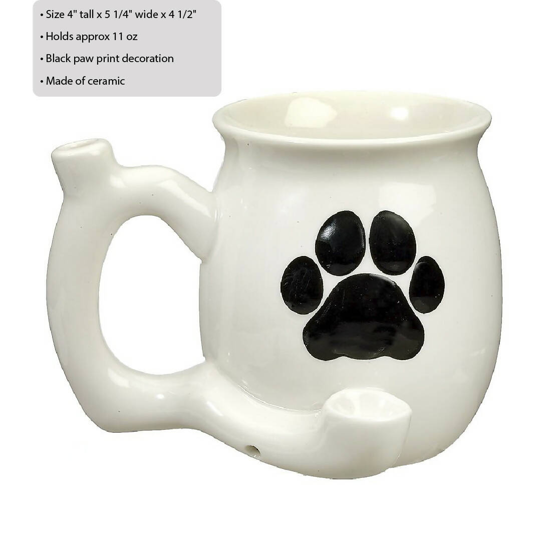 dog paw mug - white with black paw_2
