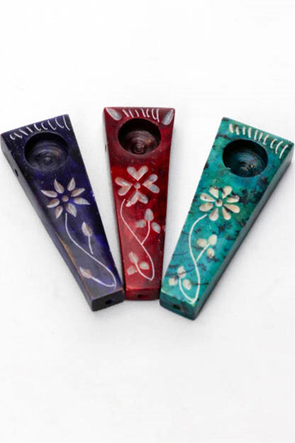 Flower engraved stone pipe pack_0