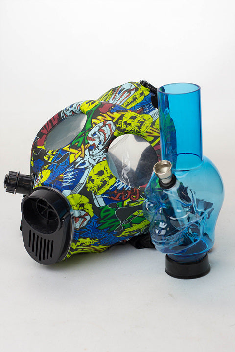 Full face graphic Silicone Gas Mask with acrylic bong_2