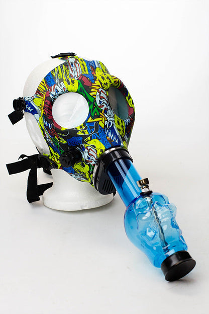 Full face graphic Silicone Gas Mask with acrylic bong_0