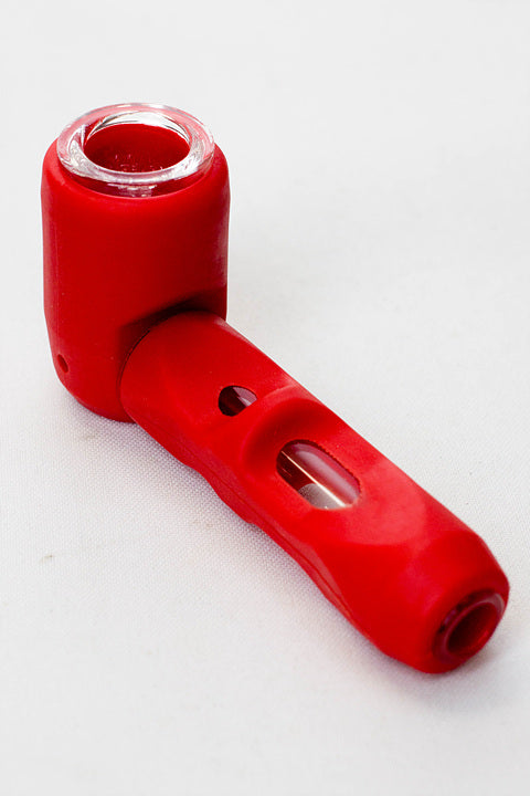 Silicone hand pipe with multi holes glass bowl and tube_2