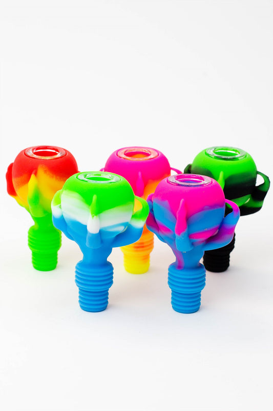 2-in-1 Silicone talon bowl with multi-hole glass bowl_0