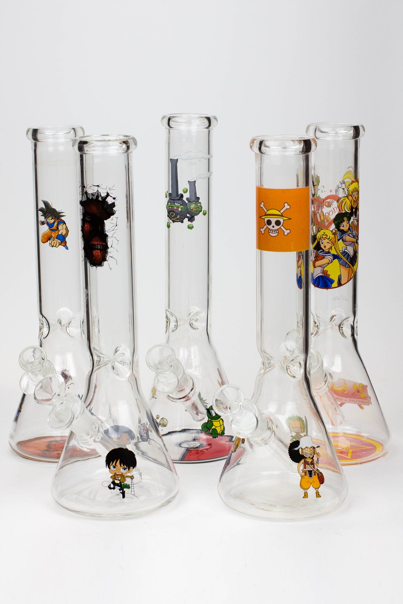 12" Cartoon beaker glass water bong_0