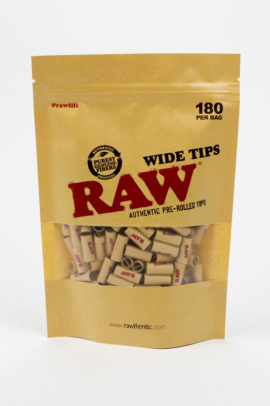 Raw Rolling paper pre-rolled WIDE filter tips Bag of 180_0