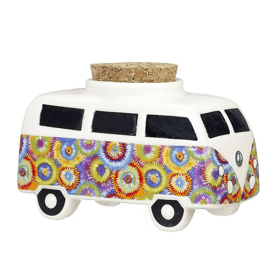 VINTAGE BUS STASH JAR - COLORFUL FLOWER BURST DESIGN_0